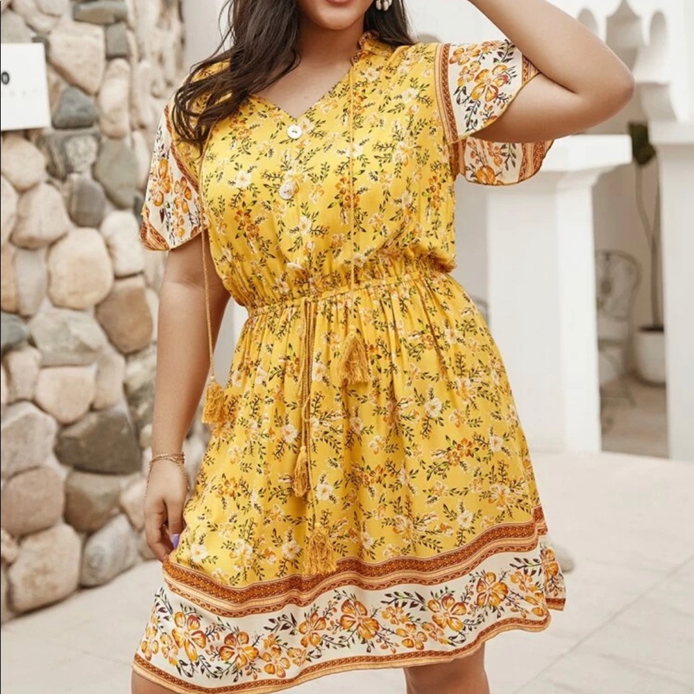 Plus Floral Waistline Dress